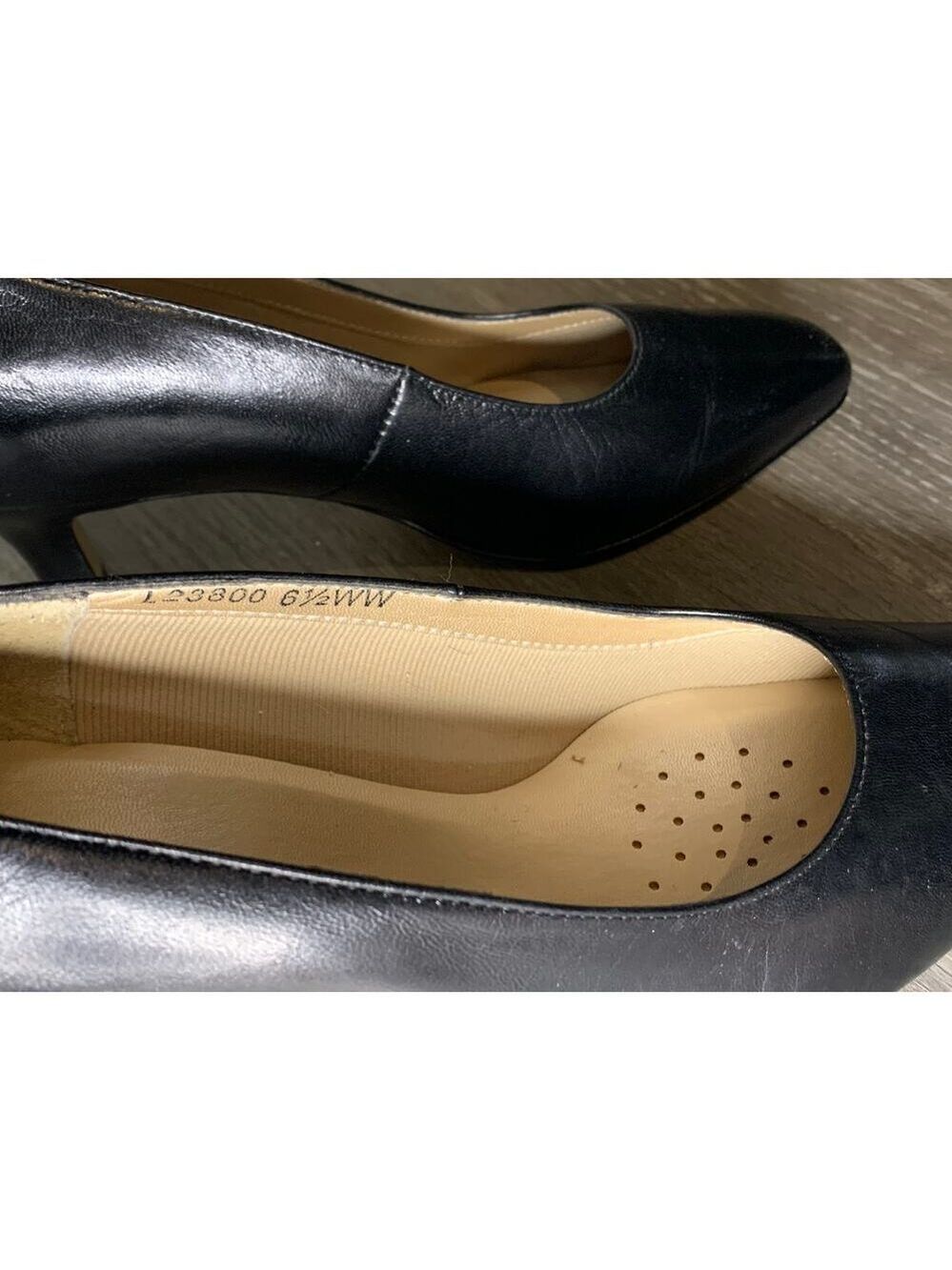 MARK LEMP Classics By Walking Cradles Women's Heel Leather Black Size 6.5 WW - Picture 5 of 10